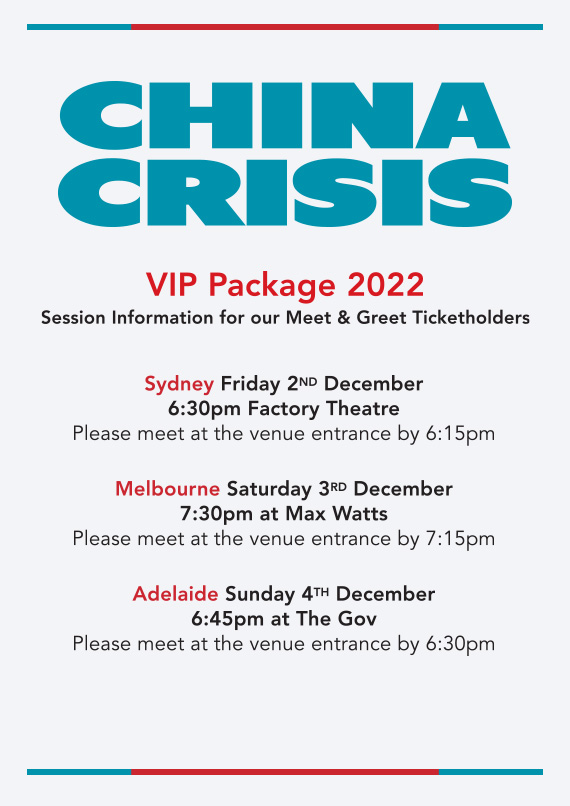 CHINA CRISIS (UK) Australian Tour 2021 Get Your Tickets Online