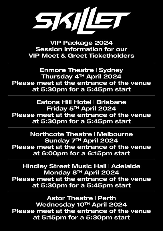 Skillet (Usa) Australian Tour 2024 Tickets & Concert Dates